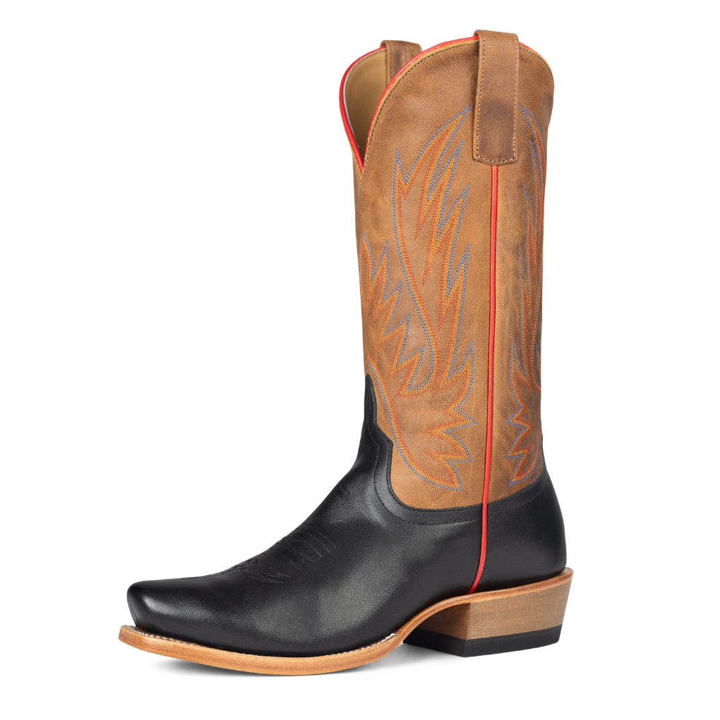 Horse Power Men's 13" Narrow Square Toe Copper Mad Cat Boot in Black & Tan