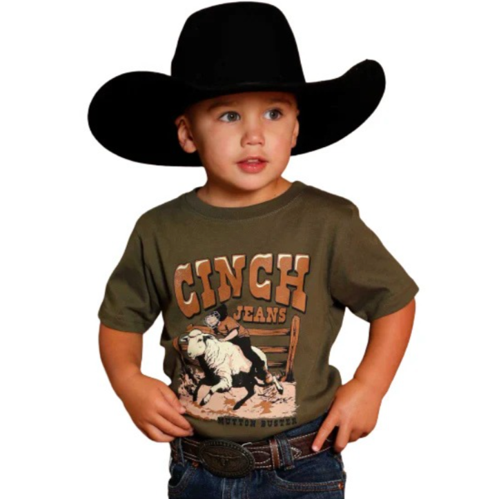 Cinch Baby & Toddler Boy's S/S Mutton Buster Graphic T-Shirt in Olive