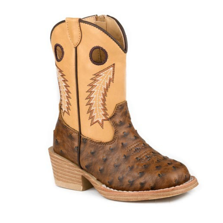 Roper Toddler Walker Bumps in Brown Ostrich