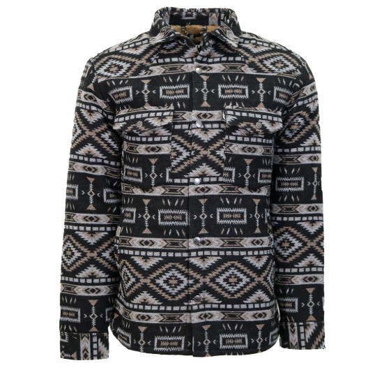 Hooey Men's Durango Aztec Sherpa Lined Shacket in Black