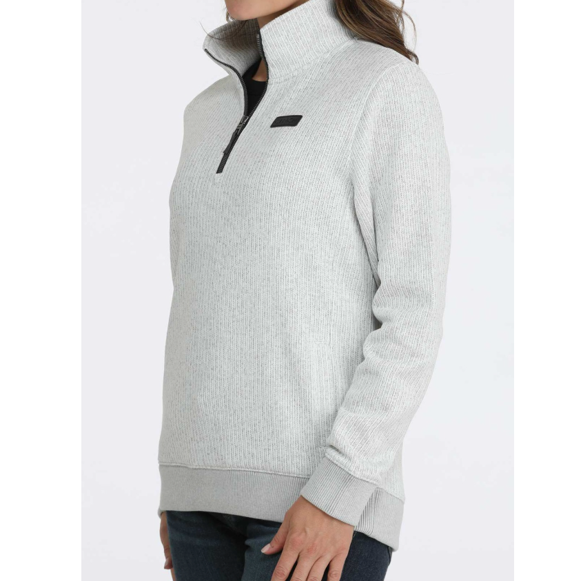 Cinch Women's Quarter Zip Sweater in Light Grey
