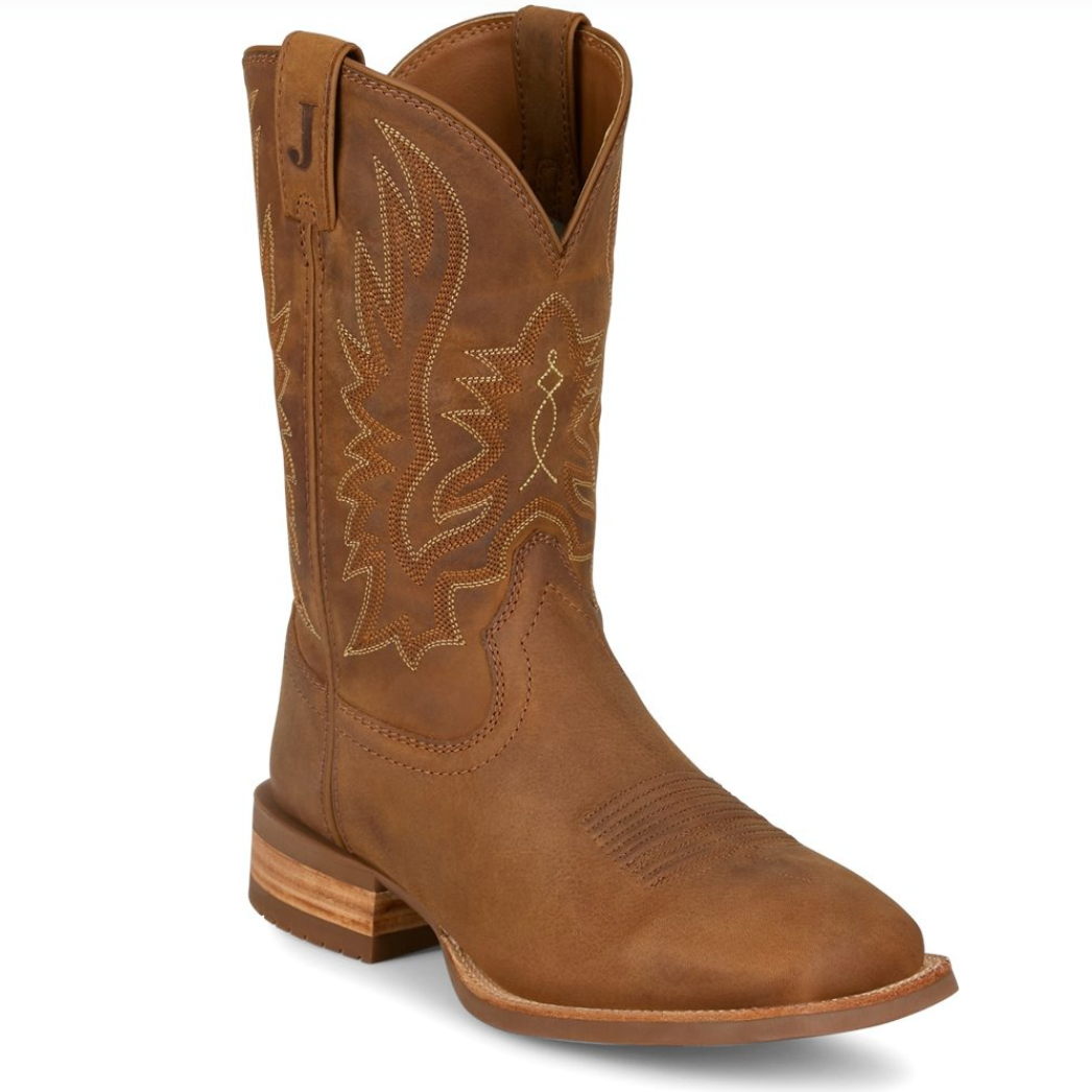 Justin Men's Rustle 11" Western Boot in Chestnut Brown