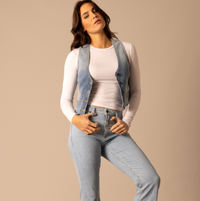 Kimes Ranch Women's Candace Faded Pinstripe Denim Vest in Light Wash