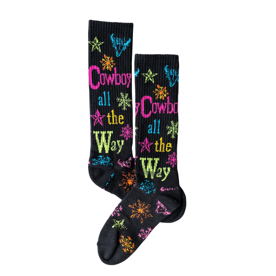 Lucky Chuck Women's Cowboy All The Way Black Performance Socks