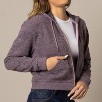 Kimes Ranch Women's Shelly Zip Up Cropped Hoodie in Lilac