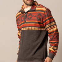 Kimes Ranch Men's Tack Quarter Button Pullover in Brown