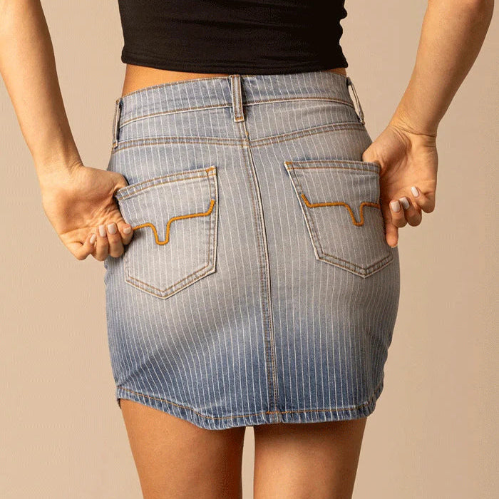 Kimes Ranch Women's Tory Pinstripe Mini Skirt in Light Wash