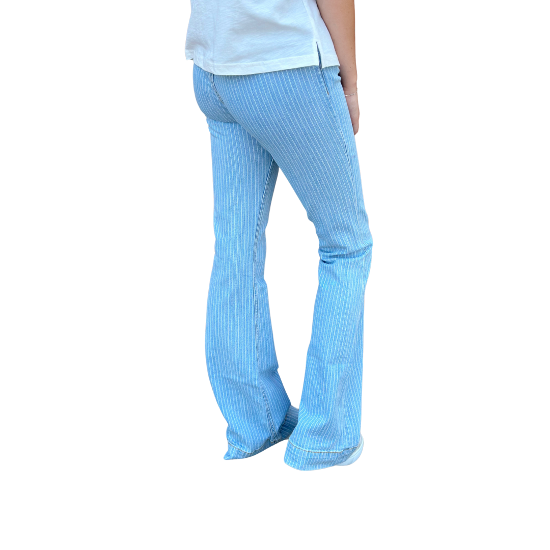 Kimes Ranch Women's Crystal Bareback Stripe Denim High Rise Trouser Jean