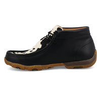 Twisted X Women's Chukka Driving Moc in Black & White Cowhide and Black