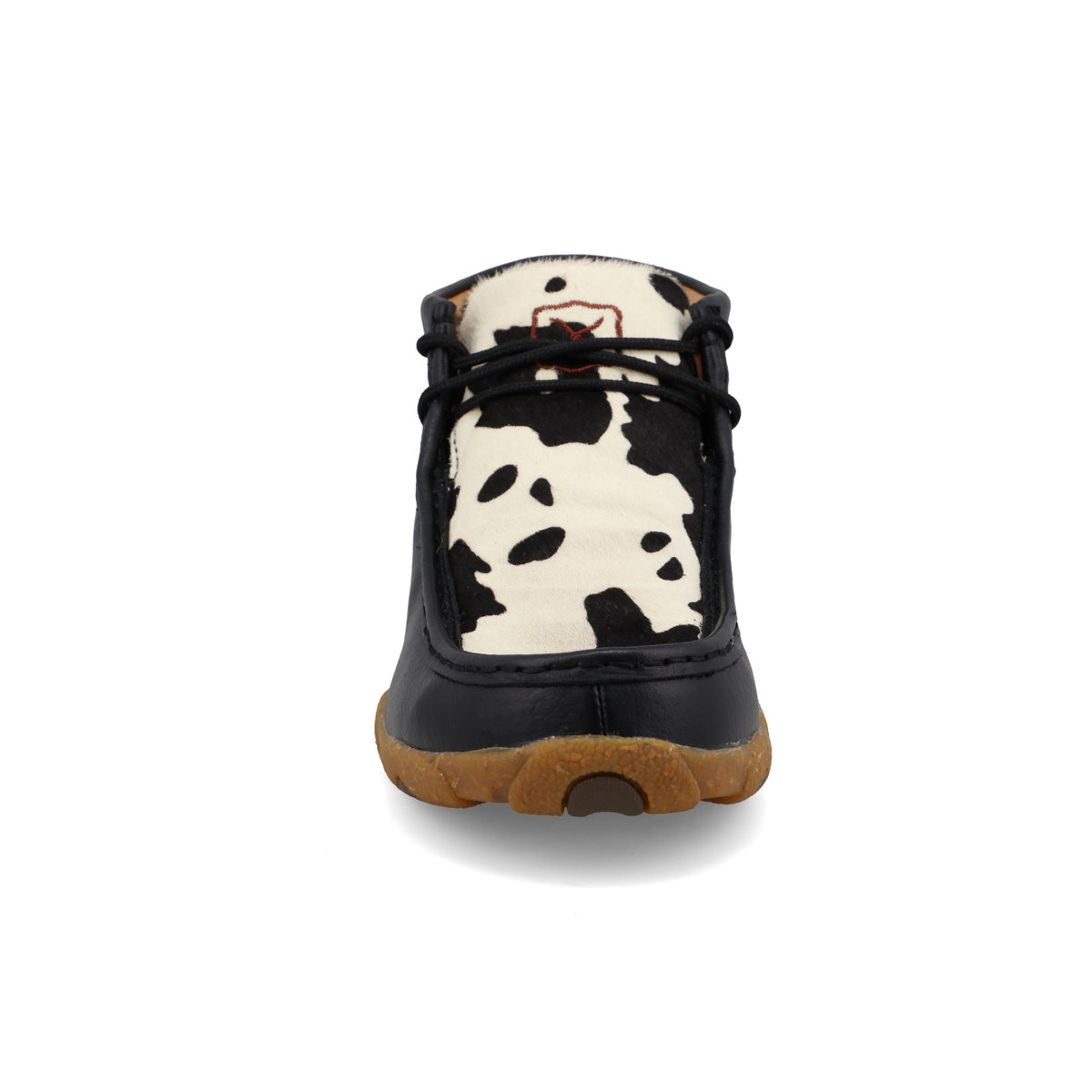 Twisted X Women's Chukka Driving Moc in Black & White Cowhide and Black