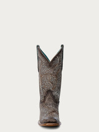 Corral Women's White Embroidery Tan Square Toe Western Boot