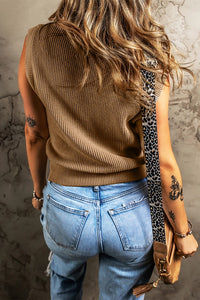 Women's V-Neck Button Front Sweater Vest in Parchment