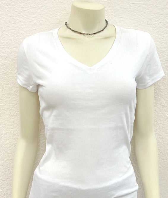 15" Handmade Round Stone Beaded Necklace