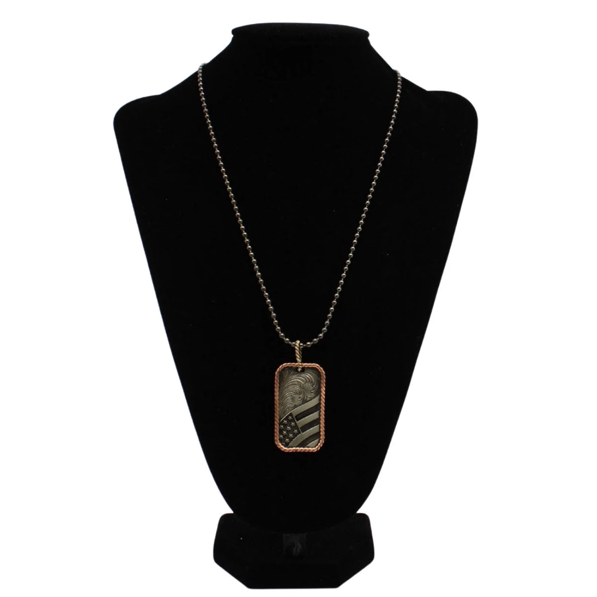 Silver Strike Men's USA Flag Dog Tag Necklace