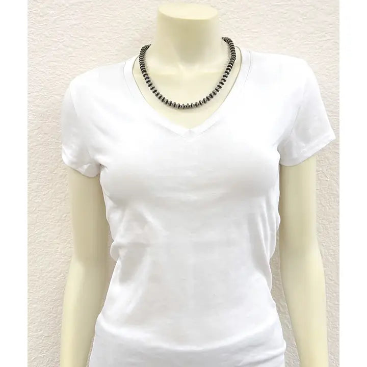 20" Handmade Silver Rondelle Navajo Inspired Bead Necklace