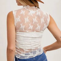 Women's Sheer Floral Lace Mesh Tank Top (Available in 3 Color Options)