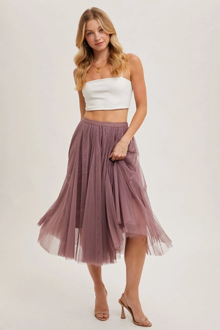 Women's Tulle Midi Skirt (Available in Three Colors)