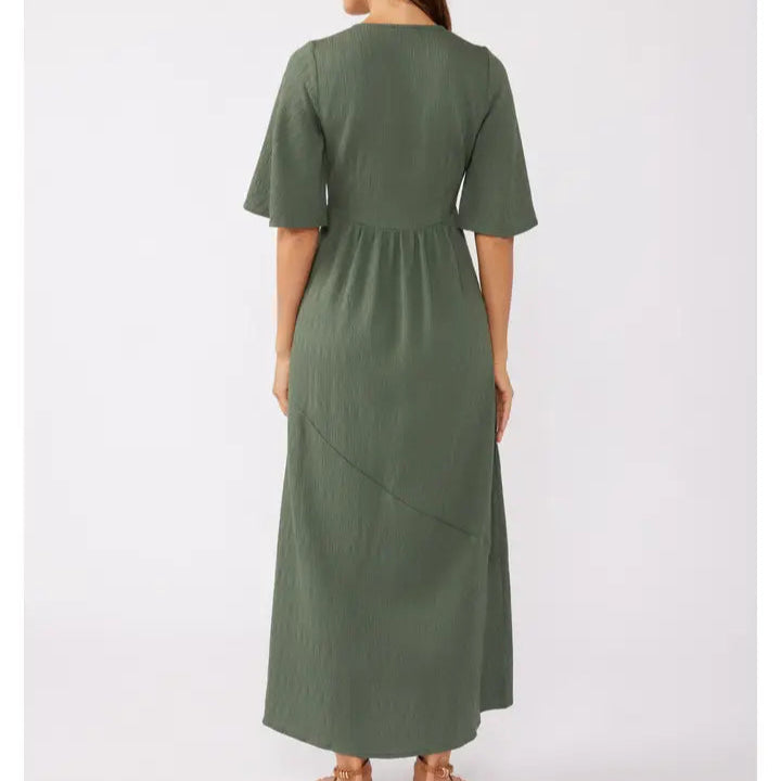 Women's Empire Waist Maxi Dress in Olive