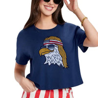 Women's Epic Eagle Cropped Top in Navy (Available in Plus Size)