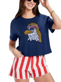 Women's Epic Eagle Cropped Top in Navy (Available in Plus Size)
