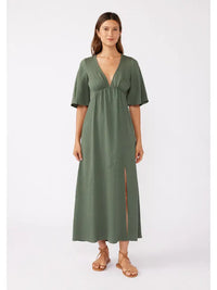 Women's Empire Waist Maxi Dress in Olive