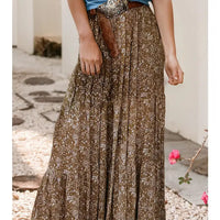 Women's Western Floral Maxi Skirt in Brown