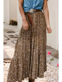 Women's Western Floral Maxi Skirt in Brown