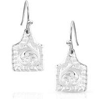 Montana Silversmiths Chiseled Cow Tag Earrings