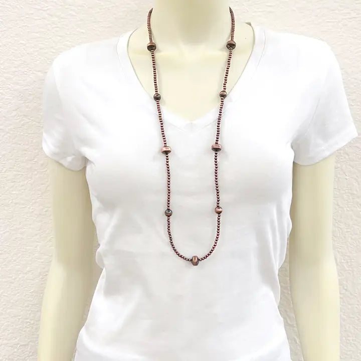 34" Handmade Rondelle Copper Navajo Inspired Bead Necklace
