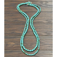 50" 2-Strand Oval Bead Turquoise Necklace
