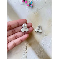 Sterling Silver 3 Stone Handmade Stud Earrings in Dahlia Rose