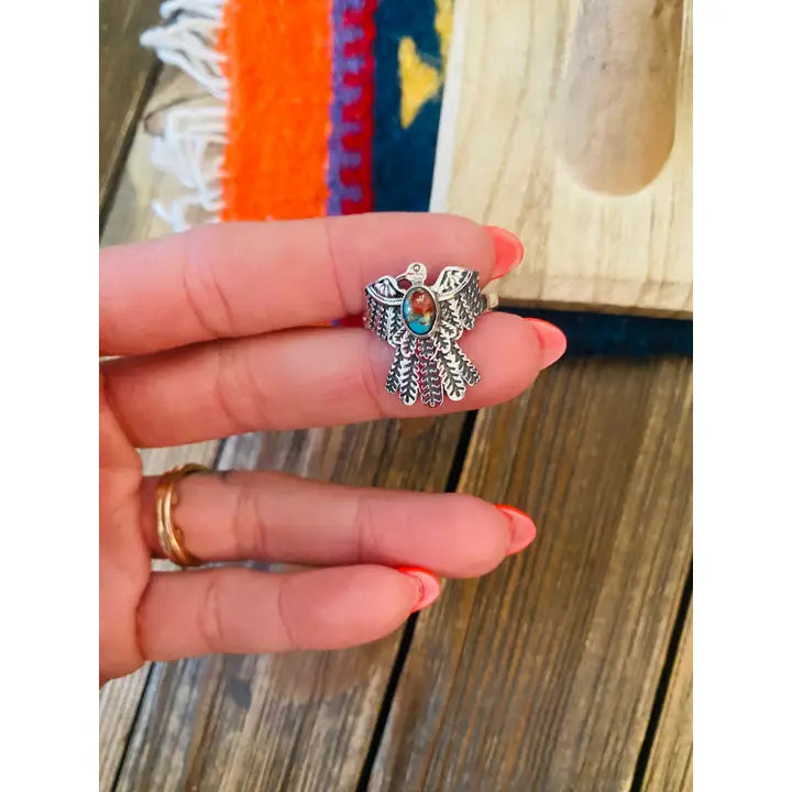 Sterling Silver Pink Dream Mojave Thunderbird Adjustable Ring