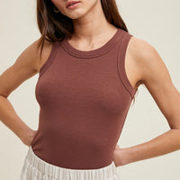 Women's Crew Neck Ribbed Knit Tank Top (Available in 12 Color Options!)