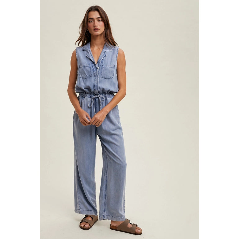 Women's Tencel Denim Jumpsuit in Lightwash