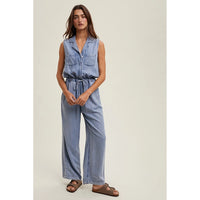 Women's Tencel Denim Jumpsuit in Lightwash