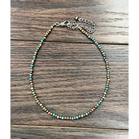 15" Handmade Round Stone Beaded Necklace