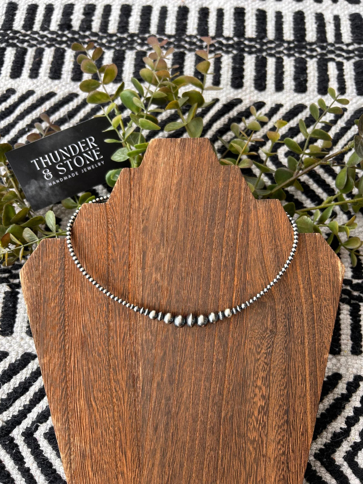 14" Genuine Silver Navajo Pearl Saucer Choker Necklace