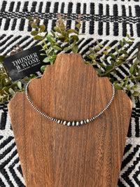 14" Genuine Silver Navajo Pearl Saucer Choker Necklace