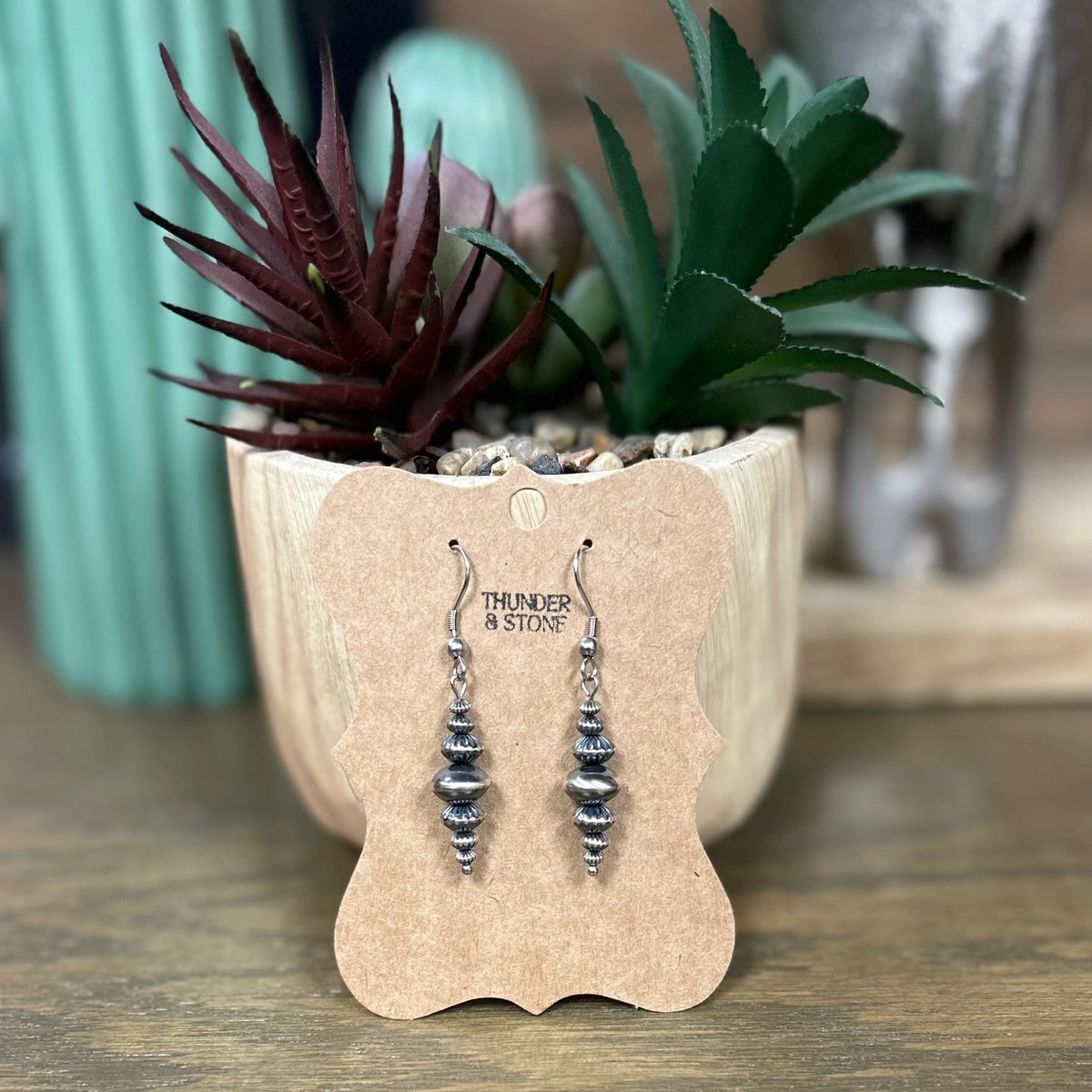 Thunder & Stone Authentic Navajo Pearl Corrugated Saucer Earrings