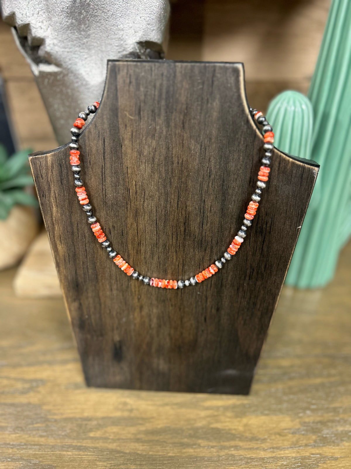 Genuine Spiny Oyster and Navajo Pearl Necklace ( 3 Colors Available)