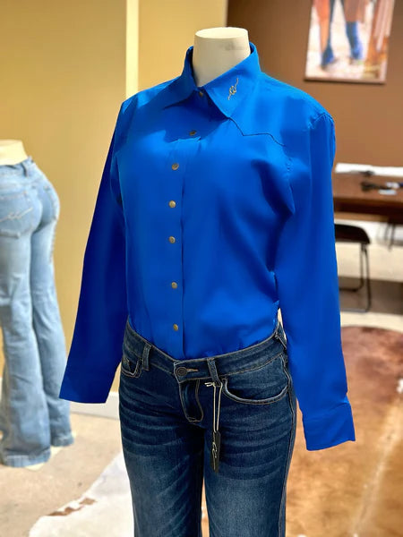 CC Western Women's Signature L/S Solid Western Snap Shirt in Royal Blue