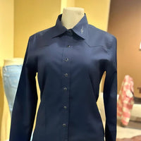CC Western Women's Signature L/S Solid Western Snap Shirt in Navy Blue