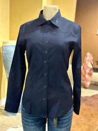 CC Western Women's Signature L/S Solid Western Snap Shirt in Navy Blue