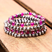 Western Bolton Bay Silver Tone Layered Stretch Bracelet Set (Multiple Colors Available)