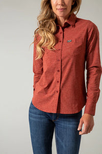Kimes Ranch Women's Linville Long Sleeve Western Button Down Shirt in Dark Red