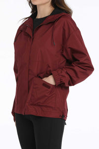 Cinch Women's Hydrographic Rain Jacket in Burgundy