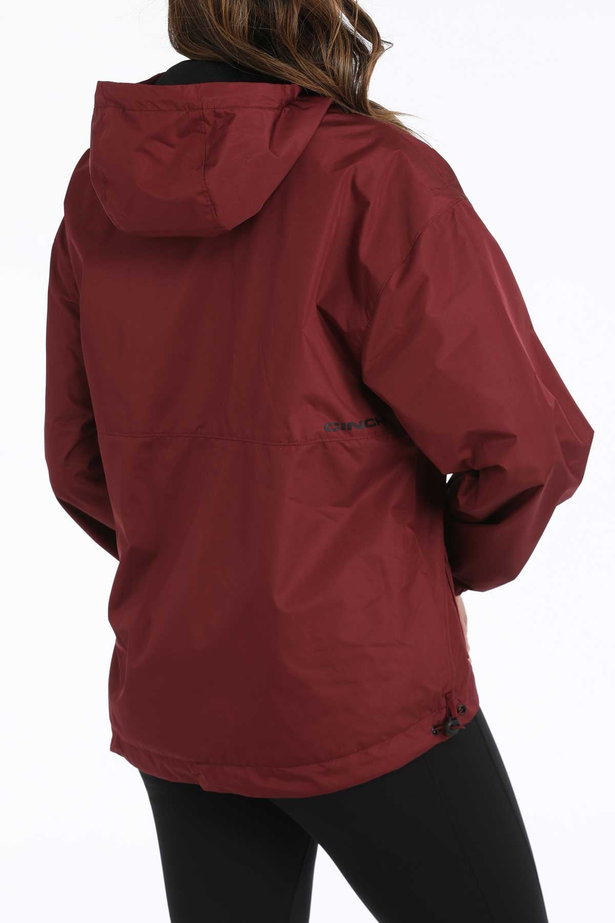 Cinch Women's Hydrographic Rain Jacket in Burgundy