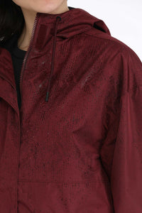 Cinch Women's Hydrographic Rain Jacket in Burgundy