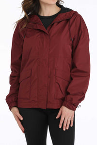 Cinch Women's Hydrographic Rain Jacket in Burgundy