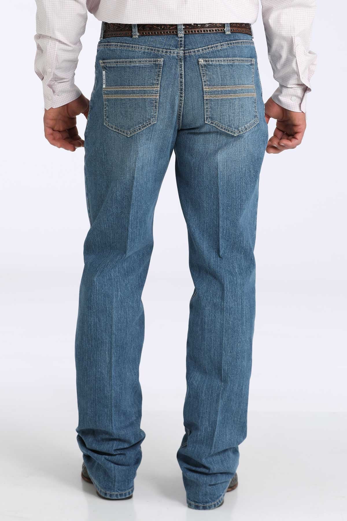 Cinch Men's White Label Relaxed Straight Jean in Medium Stonewash